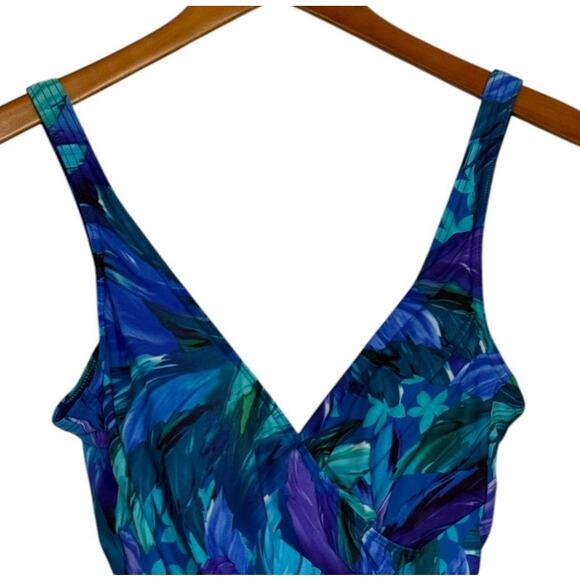 Miraclesuit Swimsuit 6 Women Blue One Piece Stretch Vacation Beach Summer Slims - Picture 2 of 7